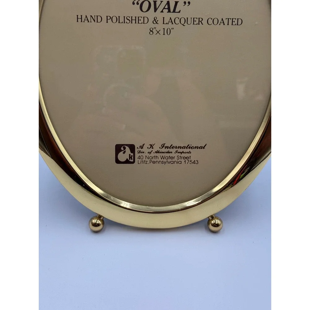 AK International Solid Brass Oval Picture Frame 8x10 Gold Hand Polished Vintage